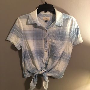 Universal Thread - Plaid Tie Waist Button-down